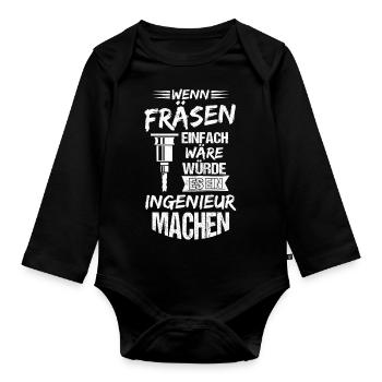 Fräsen Fräser Besser als Ingenieur Bester Job Arbe - Baby Bio-Langarm-Body - Schwarz - Vorne