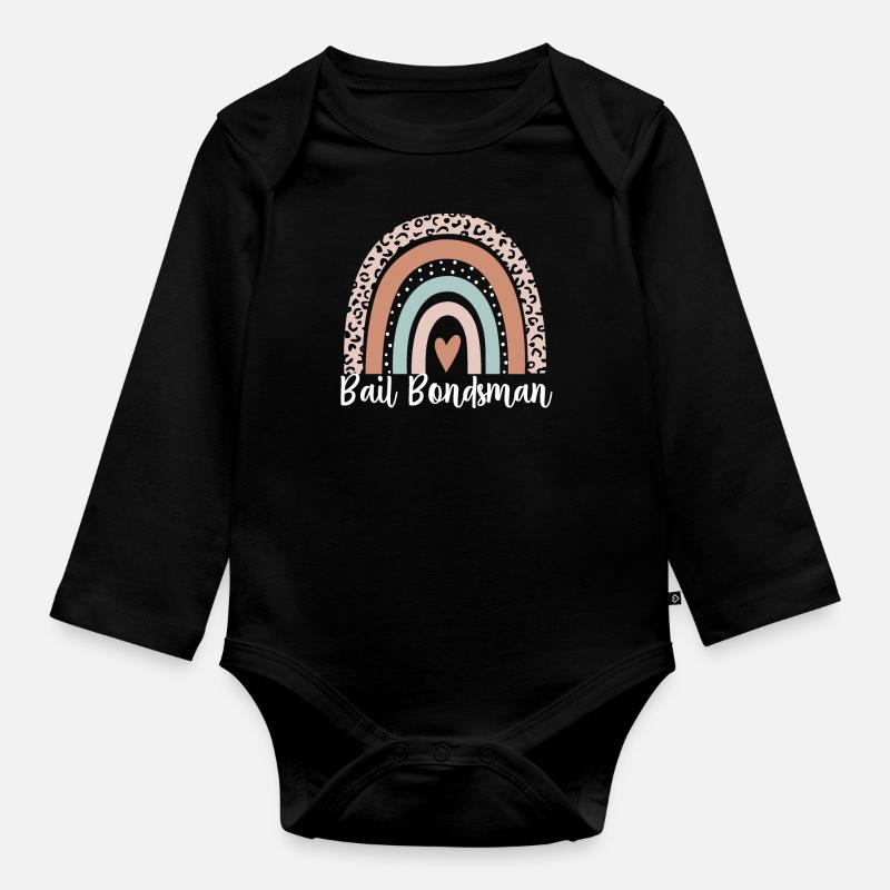 Bail Bondsman Rainbow Leopard Funny Bail Bondsman - Organic Longsleeve Baby Bodysuit - black
