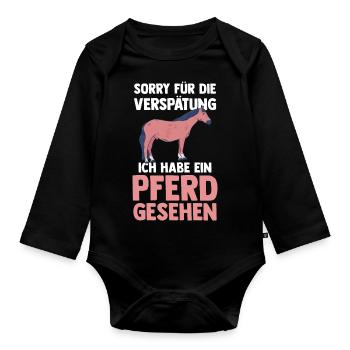 Pferd Reiten Bauernhof Bauer Pferdebesitzer Pferde - Baby Bio-Langarm-Body - Schwarz - Vorne
