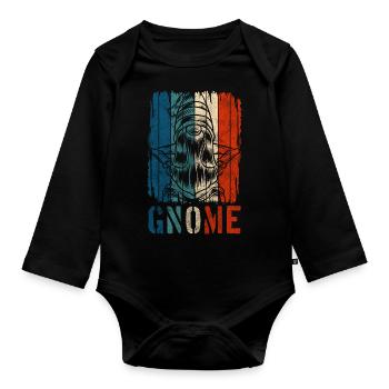 Gnome de jardin Gnome Noël chapeau pointu - Body Bébé bio manches longues - noir - Devant