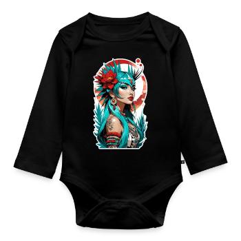 Indische Prinzessin - Aztek - Baby Bio-Langarm-Body - Schwarz - Vorne