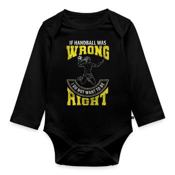 Handballer Handballspieler Turnier Sprungwurf - Baby Bio-Langarm-Body - Schwarz - Vorne