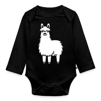 lama - Body Bébé bio manches longues - noir - Devant