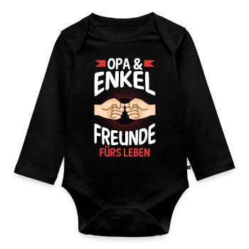 Großvater Opa und Enkel - Baby Bio-Langarm-Body - Schwarz - Vorne