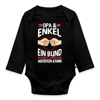 Großvater Opa und Enkel - Baby Bio-Langarm-Body - Schwarz - Vorne