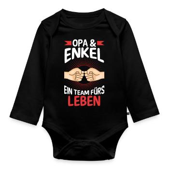 Großvater Opa und Enkel - Baby Bio-Langarm-Body - Schwarz - Vorne