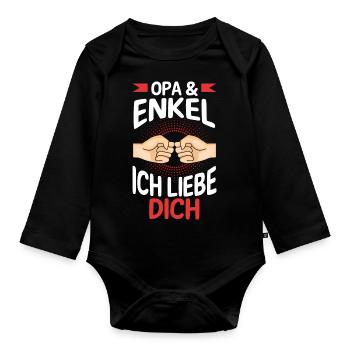 Großvater Opa und Enkel - Baby Bio-Langarm-Body - Schwarz - Vorne