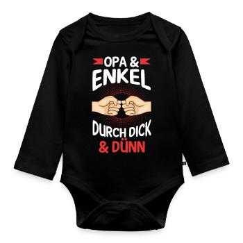 Großvater Opa und Enkel - Baby Bio-Langarm-Body - Schwarz - Vorne