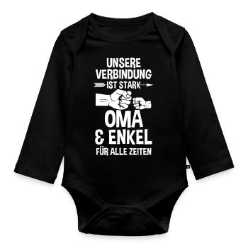 Oma Großmutter und Enkel - Baby Bio-Langarm-Body - Schwarz - Vorne