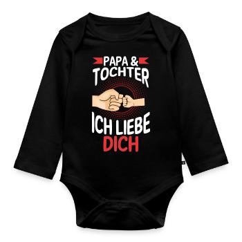 Papa Tochter Vater Familie Geschenk - Baby Bio-Langarm-Body - Schwarz - Vorne