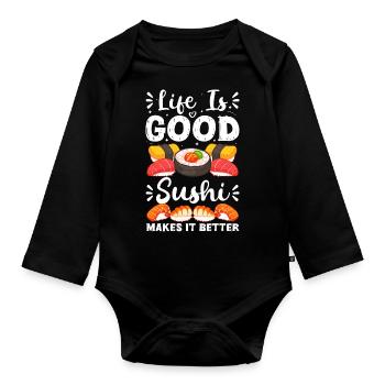 Riz à sushi délicieux - Body Bébé bio manches longues - noir - Devant