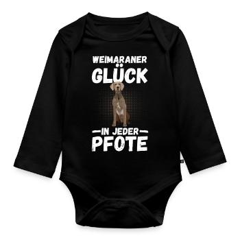 Braque de Weimar chien - Body Bébé bio manches longues - noir - Devant