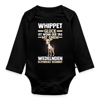 Dog Whippet - Organic Longsleeve Baby Bodysuit - black - Front