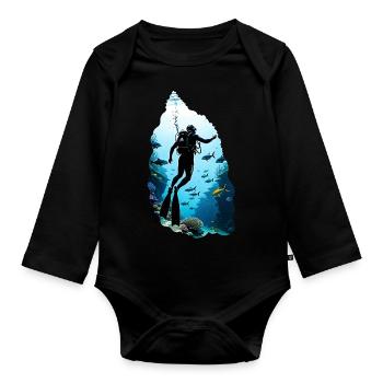 plongée sous marine - Body Bébé bio manches longues - noir - Devant