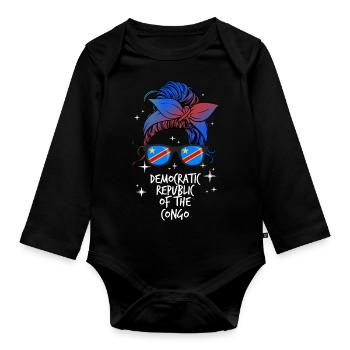 Democratic Republic of the Congo - Organic Longsleeve Baby Bodysuit - black - Front