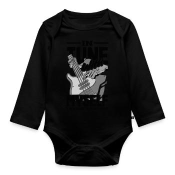 Emotional Zen Escape Relaxation Focus Music Lover - Organic Longsleeve Baby Bodysuit - black - Front