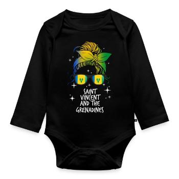 Saint Vincent et les Grenadines - Body Bébé bio manches longues - noir - Devant