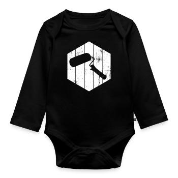 Paint Roller Sketch - Organic Longsleeve Baby Bodysuit - black - Front