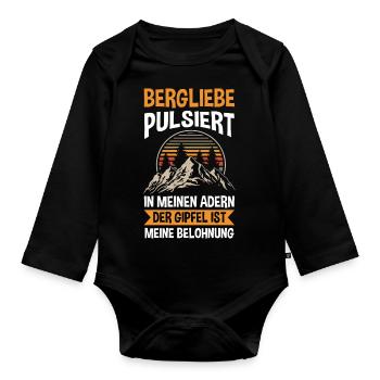 Bergsteiger Wandern Wanderer Klettern Bergsteigen - Baby Bio-Langarm-Body - Schwarz - Vorne