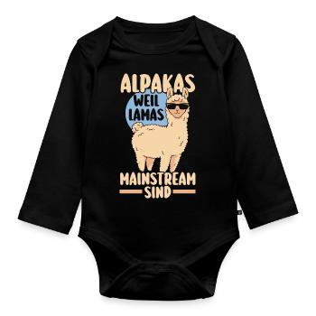 Alpaca - Organic Longsleeve Baby Bodysuit - black - Front