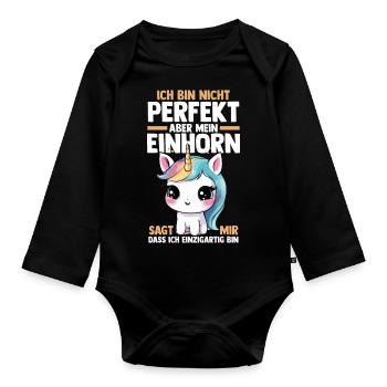 Licorne - Body Bébé bio manches longues - noir - Devant