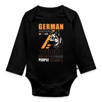 Hund Schutzhund Rassehund Diensthund - Baby Bio-Langarm-Body - Schwarz - Vorne