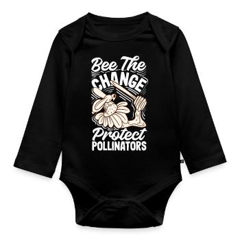 Beekeeper Heartbeat Honeycomb Love Pollination - Organic Longsleeve Baby Bodysuit - black - Front
