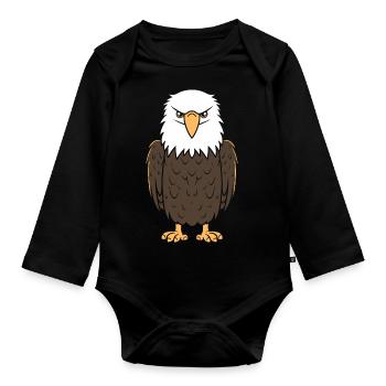 Citation humour Oiseau aigle - Body Bébé bio manches longues - noir - Devant