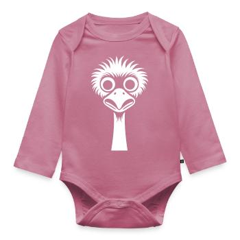 autruche - Body Bébé bio manches longues - mauve - Devant