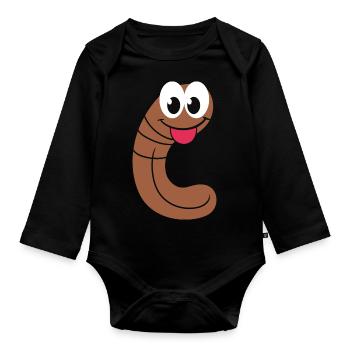 earthworms - Organic Longsleeve Baby Bodysuit - black - Front