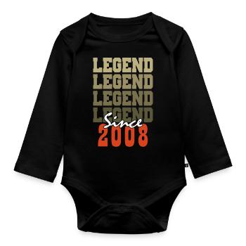 Vintage Geschenk zum 16. Jubiläum geboren in einem Monat von 2008 - Baby Bio-Langarm-Body - Schwarz - Vorne