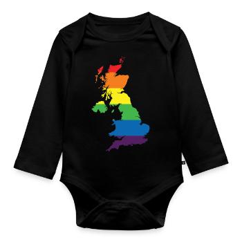 Rainbow Connection Embrace, Happy Pride - Baby Bio-Langarm-Body - Schwarz - Vorne