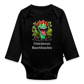 schüchternes Mauerblümchen, Venus Fliegenfalle - Baby Bio-Langarm-Body - Schwarz - Vorne