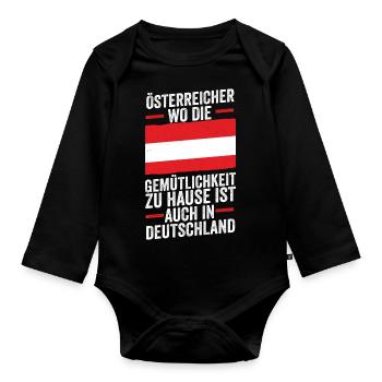 Austrian German Austria - Organic Longsleeve Baby Bodysuit - black - Front