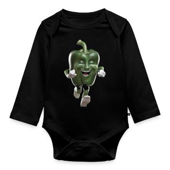 Paprika Geschenk - Baby Bio-Langarm-Body - Schwarz - Vorne