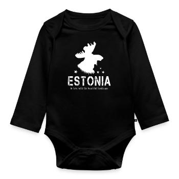 Estonia Estland Esten estnisch - Baby Bio-Langarm-Body - Schwarz - Vorne
