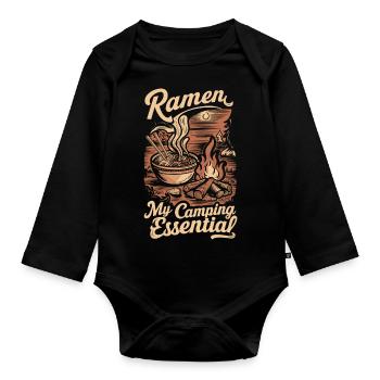 Camping Amateurs de Ramen - Body Bébé bio manches longues - noir - Devant