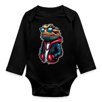 Bearded dragons - Organic Longsleeve Baby Bodysuit - black - Front