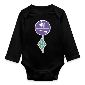 Panneau de rue d’un monde magique - Body Bébé bio manches longues - noir - Devant