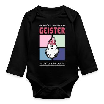 Geister - Baby Bio-Langarm-Body - Schwarz - Vorne