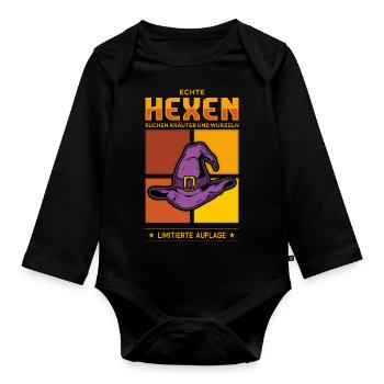 Witches - Organic Longsleeve Baby Bodysuit - black - Front