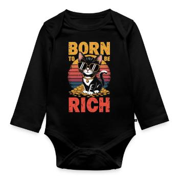 Né pour la richesse – Édition Cool Cat - Body Bébé bio manches longues - noir - Devant