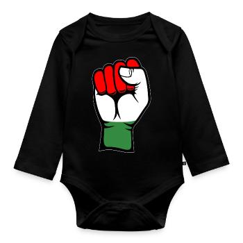 Poing du drapeau de la Hongrie - Body Bébé bio manches longues - noir - Devant