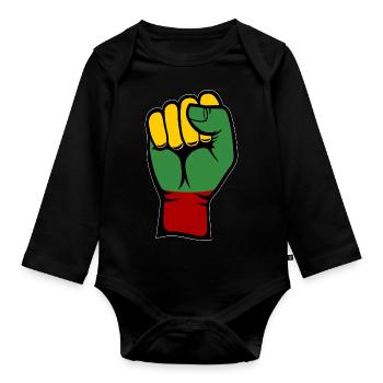 Poing du drapeau de la Lituanie - Body Bébé bio manches longues - noir - Devant