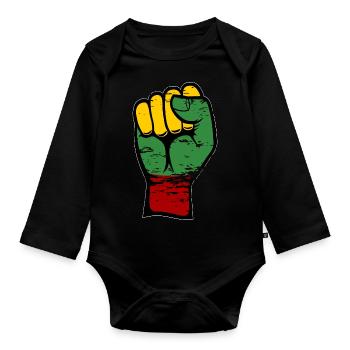 Poing du drapeau de la Lituanie utilisé - Body Bébé bio manches longues - noir - Devant