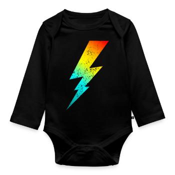 80s bolt lighting classic - Organic Longsleeve Baby Bodysuit - black - Front