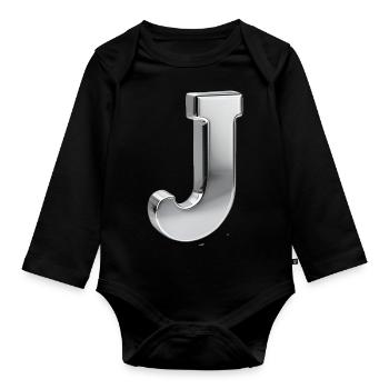 Chrome ,, J " Metallic - Baby Bio-Langarm-Body - Schwarz - Vorne