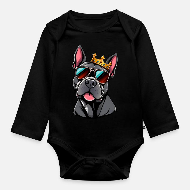 Pitbull King - Organic Longsleeve Baby Bodysuit - black
