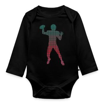 Football américain pixelisé Football masculin - Body Bébé bio manches longues - noir - Devant