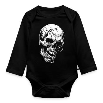 Crâne de zombie - Body Bébé bio manches longues - noir - Devant